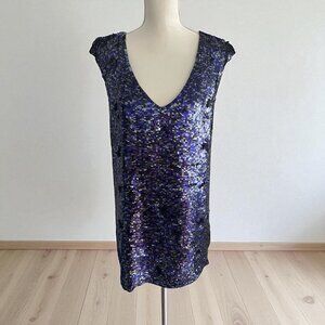 FRENCH CONNECTION Blue Multicolor Sequin Dress Size 8 NEW with tags